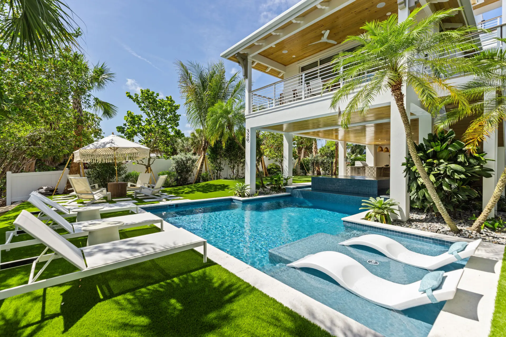 The pool and terrace at Hardin Hideaway on Anna Maria Island